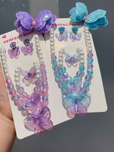 O-KAY Set Perhiasan Anak-anak - Gelang Mutiara Kalung Cincin Anting Lucu Imported