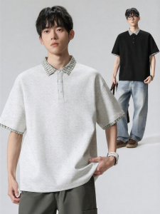 Wood soon | Vintage Plaid Fake Two-Piece Polo Shirt