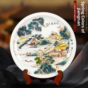 Hand-painted Traditional Landscape Ceramic Plate Ornament