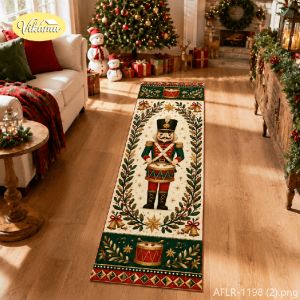 VIKAMA Christmas Nutcracker Long Runner Rug Non Slip Washable Mat For Hallway Entryway Bedroom Kitchen Xmas Home Decor