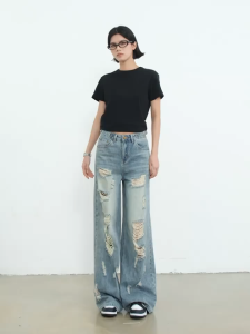 Celana Jeans LOOSE RIPPED JEANS HIGHWAIST 8829