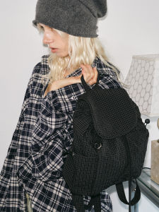 Minimalist Travel Backpack Zhengbaiwan Plaid Womens Student Bag Commuter Style Soft Handle Canvas Interior Organizer