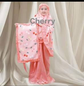 Mukena renda tas bisa jadi sajadah anak karakter usia 2/8 tahun