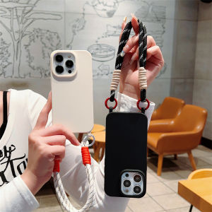 Zeallion Solid Color Soft TPU Phone Case with Lanyard for [Apple iPhone 15 14 13 12 11 Pro Max X XS XR ] Cover Shell with Short Wrist Strap