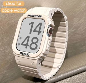 สำหรับ I Watch 40-45มม. สีของเหล็ก: 41มม. 44มม. 45มม. 49สายรัดข้อมือ: สายเชื่อมห่วงซิลิโคนแม่เหล็กสำหรับนาฬิกา Apple อัลตร้า 8-7-6-5-4 SE สำหรับแต่ละผู้ช่วย 40-45มม