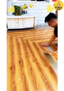 พื้นกระเบื้องยางลายไม้ พื้น PVC แผ่นยางปู กาว รุ่นใหม่สะดวกกว่าเดิม สีใหม่