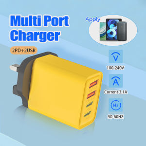 120W 4 Ports Fast Charger Type C QC3.0 USB Charger Adapter UK Plug Phone Quick Charge Plug Huawei OPPO Samsung Xiaomi