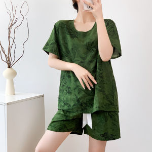 Summer Short Sleeve Cotton Silk Sleepwear Womens New 2025 Artificial Cotton Home Clothes Set Ladies Cotton Silk Summer Style