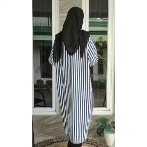 SYAFA Ruvi Tunik Krah Kemeja Katun Motif Salur /Atasan Tunik Wanita Kekinian Import /Atasan Tunik kemeja Katun Kancing