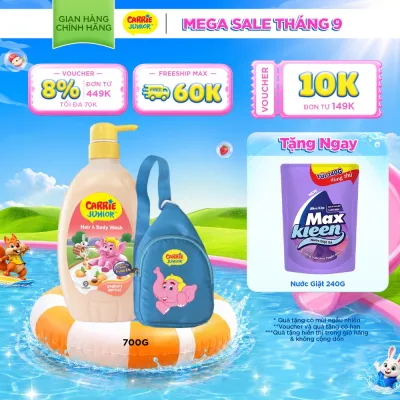 [Tặng Kèm Túi Đeo Chéo] Sữa Tắm Gội cho bé Carrie Junior Hương Grapeberry/Melon/Cherry/Mơ tây 700g