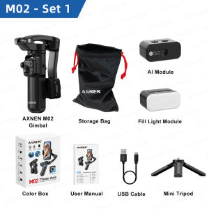 AXNEN | M02 Stabilizer 3 Axis Handheld Gimbal Face Tracking Selfie Stick for Smartphone Wireless Remote Mobile Phone Shooting Vlog Video