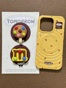 Cartoon Chocolate Lollipop Magnetic Stand Mobile Phone Case Compatible with Apple 16Promax iPhone 15 New Model 14pro Wave Shell 13pro Anti-Fall 12 Couple 16pro Protective Cover