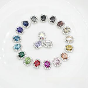 Silver Base Oval 12X14MM Hand Sewn Glass Rhinestones Shiny Sparkling Diamond Accessories for Clothes DIY Fashion Jewelry