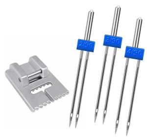3 PCS/Lot Twin Needles Size 2/3/4mm And Wrinkled 9 Grooves Sewing Presser Foot For Singer Brother Household Sewing Machine Accessories