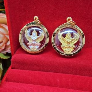 ถุงเงิน เสริมพญาครุฑ ด้านหลัง 2.6 x 2.7 ชุบทอง กรอบสี องค์การหลายประสิทธิภาพ