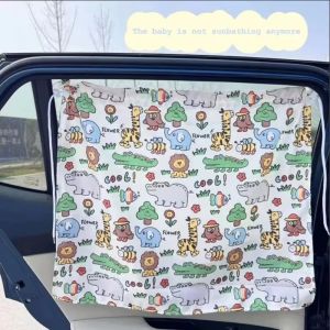 Universal Cartoon Car Window Sunshade Suction Cup UV Protection Side Sun Curtain for Kids Baby Safety