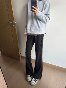 Cleanfit Black Pleated Micro Flared Mens Pants Autumn Drape Leg Lengthening American High Street Straight Leg Trousers