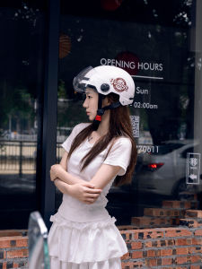 หมวกกันน็อคไฟฟ้าฤดูร้อน 3C รับรอง หมวกกันน็อคครึ่งใบ หมวกกันน็อคไฟฟ้าแบบย้อนยุค หมวกกันน็อคสำหรับผู้ชายและผู้หญิง หมวกกันน็อคสำหรับรถแบตเตอรี่