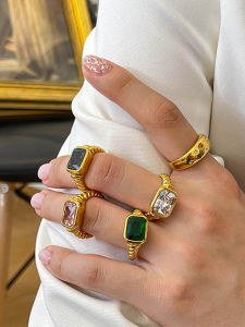 Retro Diamonds Titanium Steel Plated 18K Female Trend Gold Gem