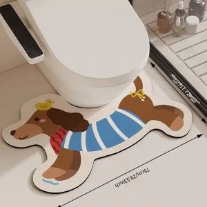 VIKAMA Hoạt Hình Dachshund Hình Chữ U Thảm Vệ Sinh Hình Chó Dễ Thương In Hình Chống Trơn Trượt Thảm Phòng Tắm Thấm Hút Sàn Cho Trang Trí Nhà