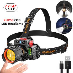 CCW 5 Modes Handfress Motion Sensor Powerful LED Headlight headlamp Head Lamp COB Flashlight Torch head light For Camping fishing