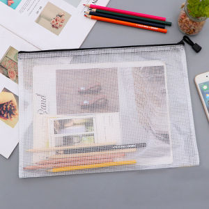 1Pc Waterproof Mesh Zipper Bag A3/A4/A5/A6 Document File Folder Pouch for Office School Travel Makeup Storage