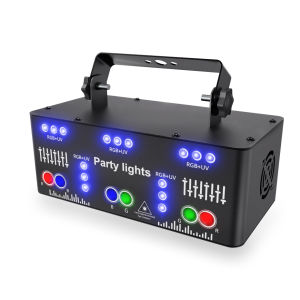 21 Lens RGB UV Disco Strobe Stage Lighting Professional DJ Lights I DMX 512 Sound Activated Club Bar Light for Parties