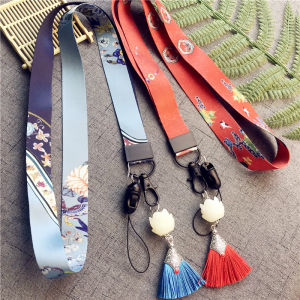 Apple Oppo Dây Đeo Cổ Nữ Mẫu Nữ Thời Trang Rộng Dây Phong Cách Trung QUốc Dây Bồ Đề Mặt Dây Chuyền Tua Rua Dây Treo Điện Thoại