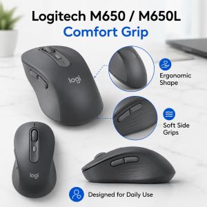 Logitech | Logitech M650L Full-Size Wireless Mouse Silent Button Soft Thumb Grip for Large Hands Long Lasting Battery for PC Laptop iPad