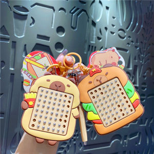 Creative Capybara Stress Relief Water Vole King Burger Magnetic Absorption Steel Ball Drawing Board Keychain Pendant Student Backpack Decoration