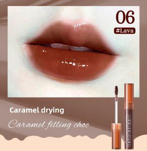 Leemember Black Feather Solid Lip Gloss Long-lasting Moisturizing BL01 Mirror Finish Lipstick Peach Milk Tea Color Lipstick