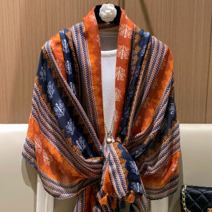 น้ำหนักเบา ผ้าพันคอลมแห่งชาติสําหรับผู้หญิง ฤดูร้อน Travel Beachwear ผ้าคลุมไหล่ผ้าพันคออเนกประสงค์ โพลีเอสเตอร์ เส้นใยรูปสี่เหลี่ยมผืนผ้า