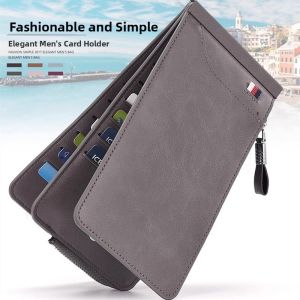 Simplified Mens Card Holder Large Capacity Multi-Card Position Bank Card Case Ultra-Thin High-End Card Clip Long Zipper Wallet
