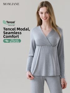 Mom Jane | Breastfeeding Maternity Pajama Modal Sleepwear Set Long Sleeve