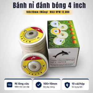 Đĩa Nỉ trắng đánh bóng bánh nỉ dùng cho máy cầm tay 100mm (1 tất) lỗ 16mm dùng đánh bóng đá inox đồng nhôm kim loại