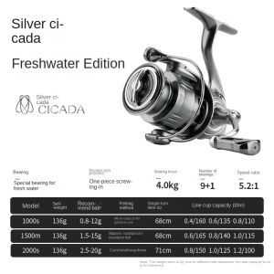 CHILENT CICADA1000 Spinning Reel Ultralight Carbon Fiber Body Screw Handle Waterproof Saltwater Freshwater Fishing Lake Stream