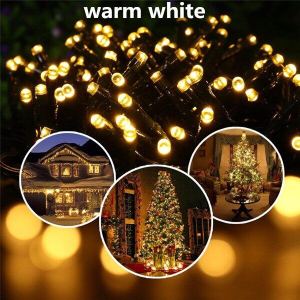 【Christmas Decorations 2023】HKFILGHT Solar Outdoor Light Led Strip Light 6.5M 7M 12M Warm light 3 modes of variation lampu tidur bilik cantik light decoration for house