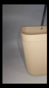 MOCHA PLASTIC RATTAN WOVEN HAND BASKET BAG/FASHION SHOPPING BASKET BAG/GROCERY BAG/BEACH BAG/TOTE BAGS