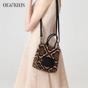 DGENIUS Original Womens Crossbody Bag Stylish Outgoing Small Handbag Commuter Woven Single Shoulder Bag Fashionable British Style