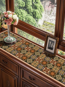 Leather Desk Mat American Style Oil Resistant Waterproof TV Cabinet Makeup Table Vintage Retro Design Home Decor Tablecloth