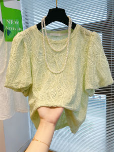 Big Sale Leak-Picking ~ Counter Withdrawal Tail Order Big Brand Export Puff Sleeves Small Shirt Top Womens Pleated Short Sleeves Shirt Fashion