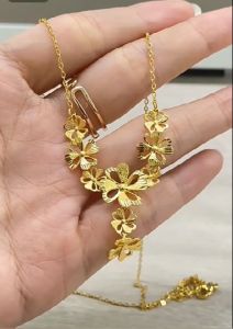 Quà tặng trang sức vòng cổ đồ treo hình bông hoa cho nữ mạ vàng kemstone