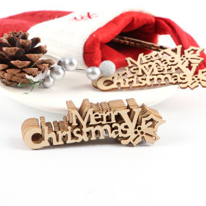 (10pcs/pack)2.55*8.85cm Wooden Christmas Decoration Merry Christmas Pendants Woodblock Festival Party DIY