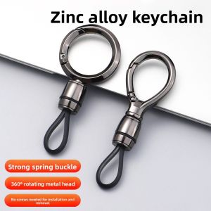 Simplified Metal Car Keychain for Men Anti-Lost Business Waist Hanging Ring Decorative Automobile Key Holder Car Interior Accessories