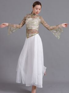 Elegant Oriental Dance Shirt with Flared Sleeves Practice Costume for Classical Dance Lightweight Drifting Tunic for Women