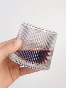 Transparent Glass Cup Flat Bottom Beer Cup Juice Cup Cold Drink Cup Stripe Drinking Water Cup Straight Body Cup Commercial Whiskey Cup