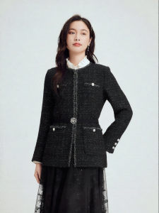 Koradior | Elegant Office Wear Wool No-Collar Coat