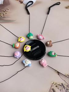 Cute Cartoon Camera Lens Cap Anti-lost Rope Keeper Strap For Canon R50 Sony ZV-E10 Fuji XT50 XT5 XT4 Nikon Z30 Z9 Z8 Accessories