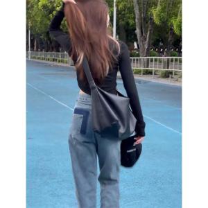 Casual Crossbody Bag Womens Soft Leather Laid-back Style Commuter Tote Bag Versatile Single Shoulder Bag Fashion Trend