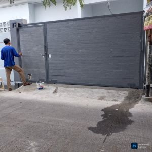 pagar gec motip kayu jati dobel seleding